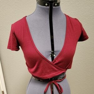 Women's Burgundy Red Wrap Top